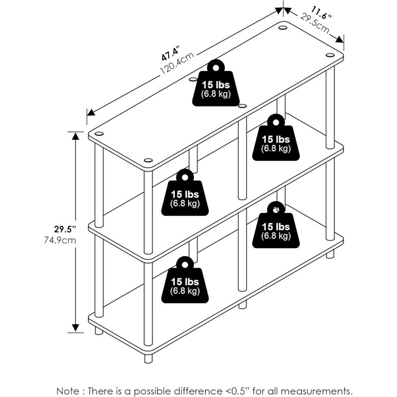 3-Tier Storage And Display Rack, Durable Composite Wood With Pvc Tubes, Rounded Edge Design