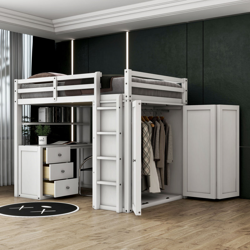 Eglinton Kids Full Loft Bed with Drawers