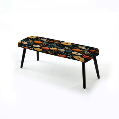 Cazares - Banc rembourré floral noir