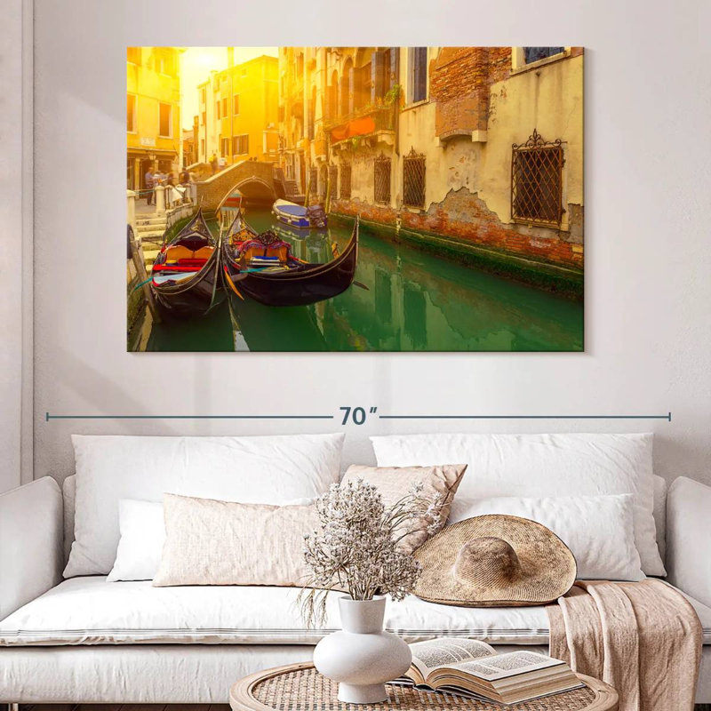 Gondoles du canal Ravi à Venise, H 34 po x l 51 po