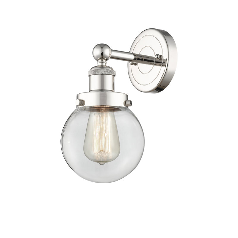 Chickamauga Armed Sconce, Clear, Polished Nickel