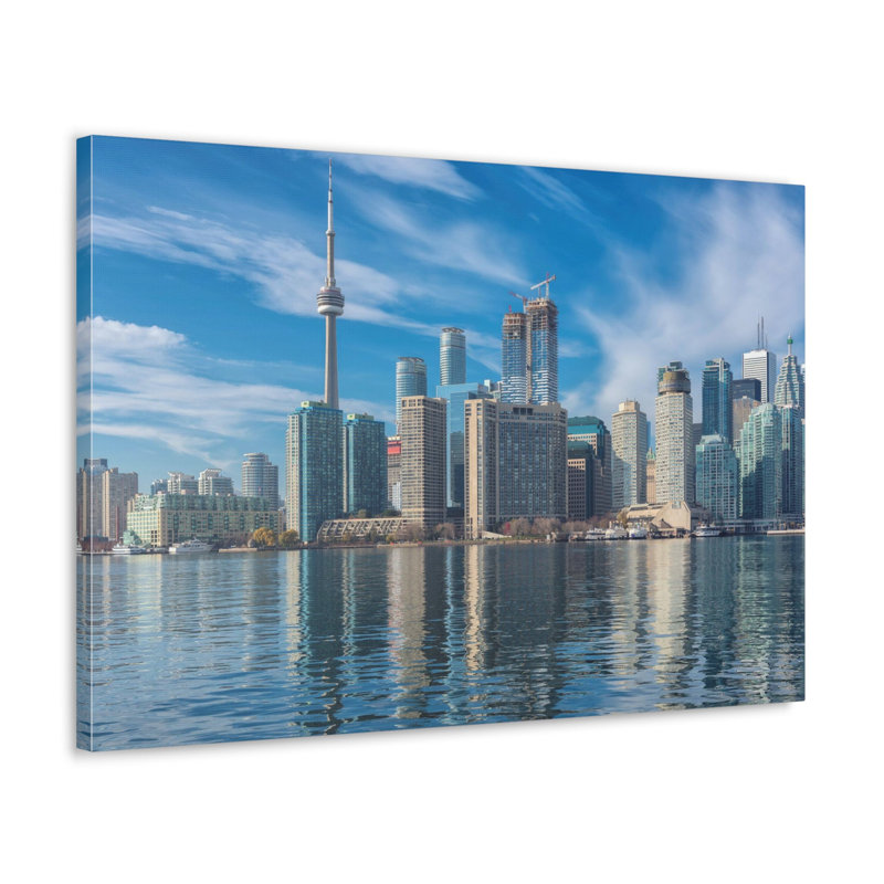 «Toronto Daylight Skyline», toile d'art à couper le souffle, paysage urbain époustouflant, H 16 po x l 20 po