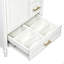 Meuble-lavabo moderne de 24 po avec lavabo en céramique, porte à fermeture douce, 3 tiroirs, poignées dorées et support de porte pour un rangement peu encombrant-734775743