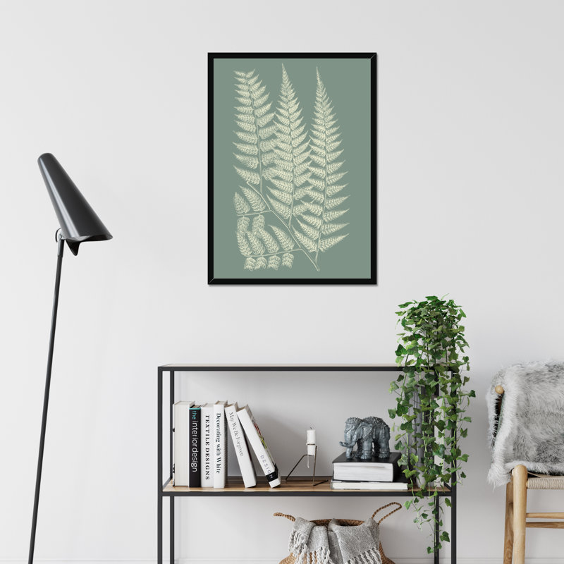 Ferns On Sage III by Vision Studio - Painting on Canvas, 50cm H x 34cm W, Black Framed Paper Print