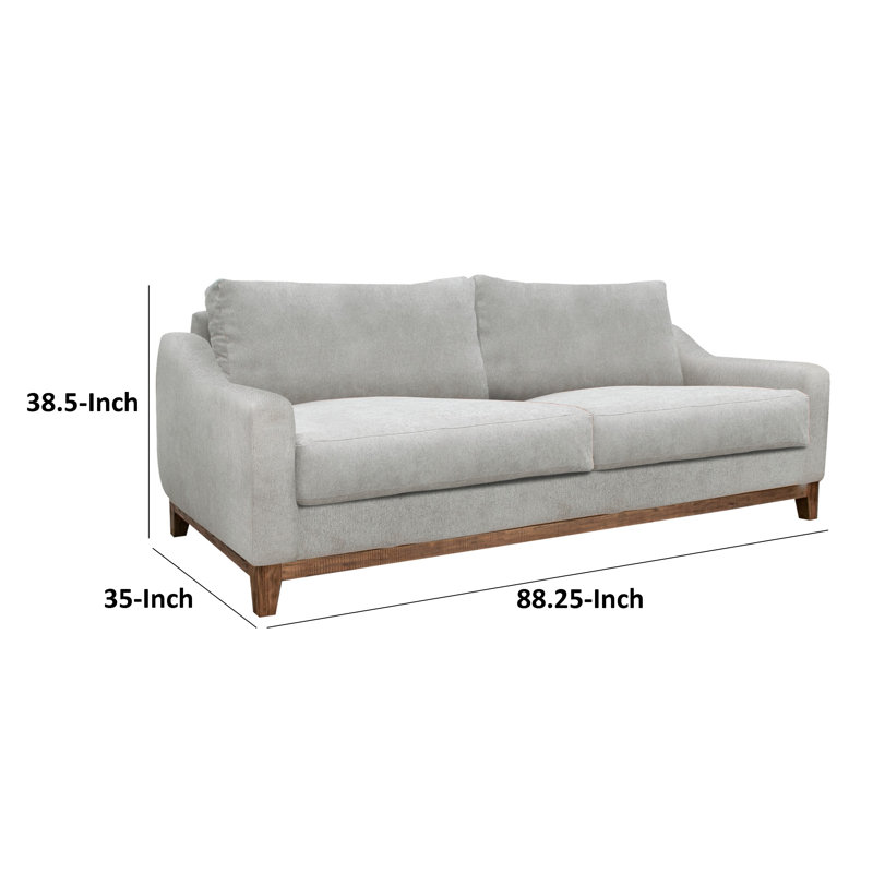 Disheka Wooden Frame & Base, Sofa, 38.5" H x 88.25" W x 35" D, Beige Polyester Blend