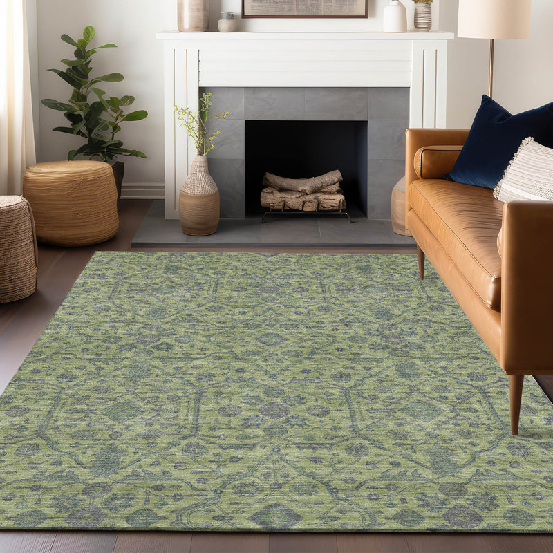 Addison Red Synthetic Washable Rectangular Area Rug 2'6" x 3'10"