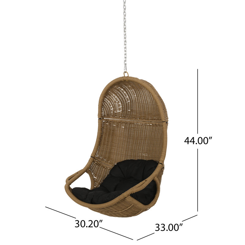 Santiago Rattan Outdoor Swing Chair, Dark Gray
