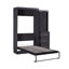 Lit simple avec armoire pliable grise, garde-robe et 3 grands tiroirs de rangement-705801614