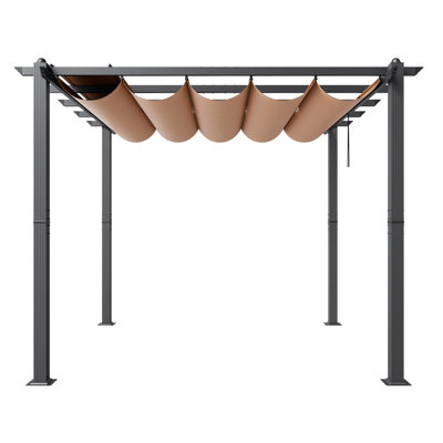 Pergola rétractable en aluminium 10 pi x 10 pi avec auvent réglable pour abri de soleil, abri de jardin extérieur résistant aux intempéries