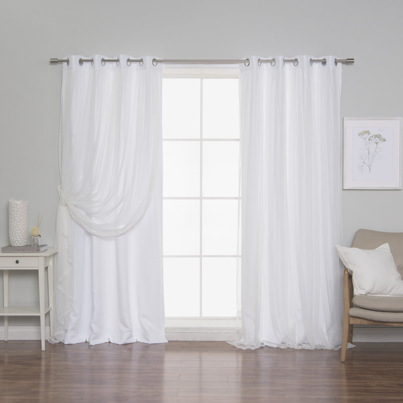 Rideau occultant en polyester Fortuna, Blanc