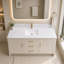 Dessus de meuble-lavabo en quartz 60 po avec lavabo encastré et dosseret en céramique
