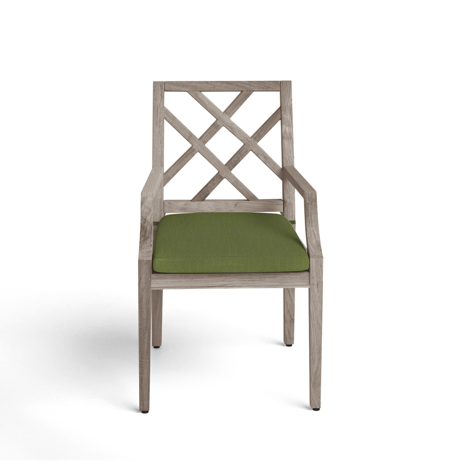 Haley Sunbrella® Patio Armchair, No Welt, Linen Forest, Oyster Teak