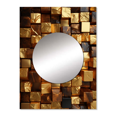 Gold Abstract Cubes II - Geometric Mirror Wall Decor MTMIR137081