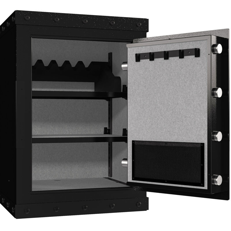 Coffre-fort à trois verrous avec technologie d'empreinte digitale, clé mécanique d'urgence et panneau en acier de 5 mm, 24,416,514,9 po, carbone noir pour le bureau personnel, corps sans couture, charnières, fonction de verrouillage automatique