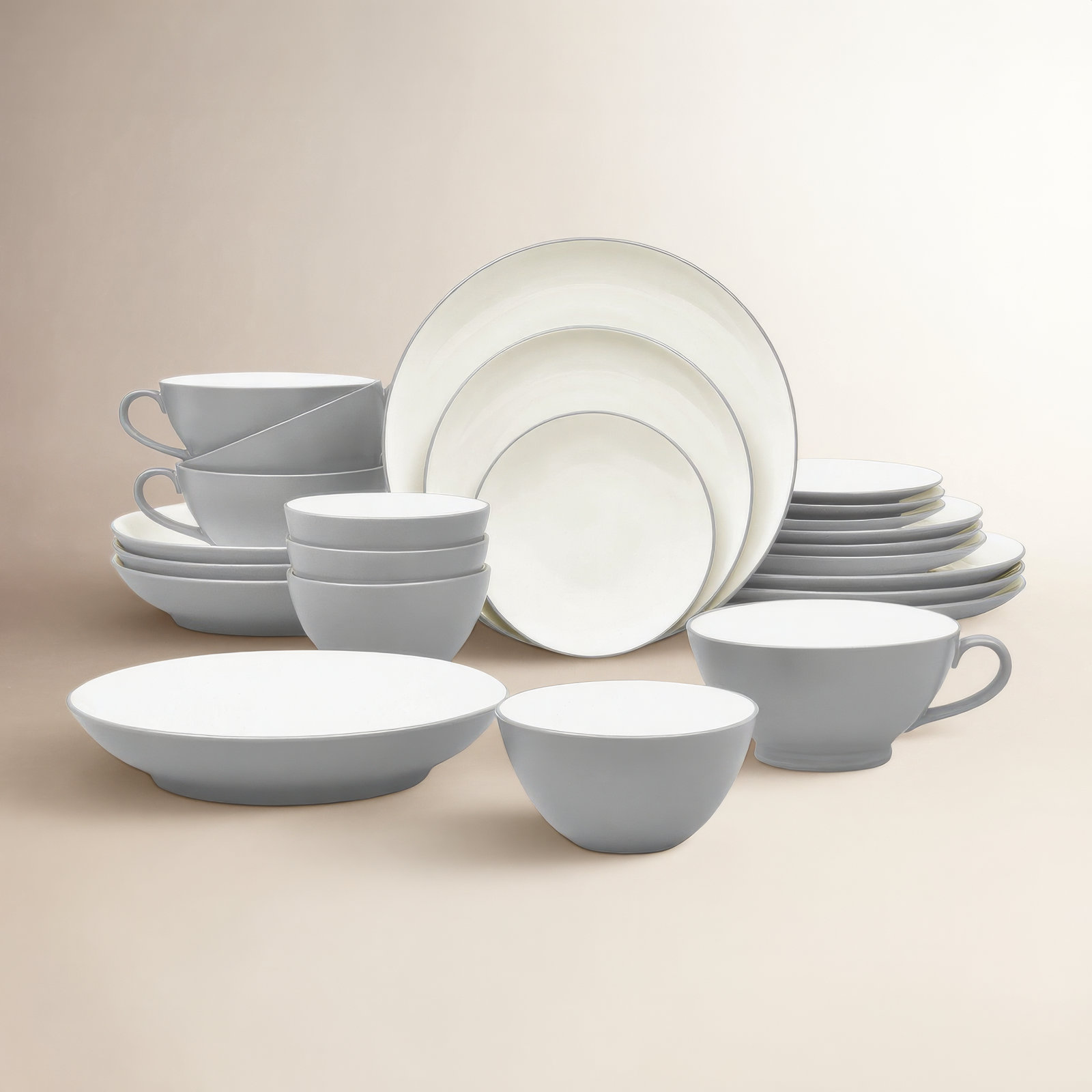 Colorwave Stoneware Dinnerware Set - Service for 4, Slate