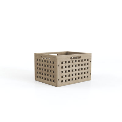 Aqua Teak Grate Solid Wood Storage Bin