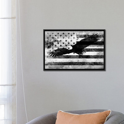 Drapeau des États-Unis «Melting Film» en noir et blanc (aigle à tête blanche) par iCanvas - Estampe numérique sur toile tendue avec châssis