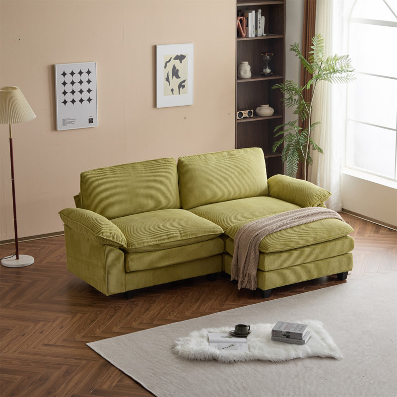 Canapé modulaire modulaire avec repose-pieds mobile, Tissu vert