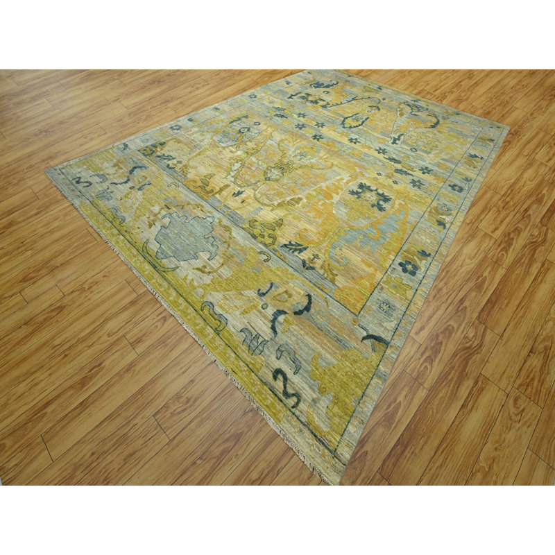 Tapis oriental rectangulaire gris en laine noué à la main 9 pi 1 po x 12 pi 1 po - MOA10276687