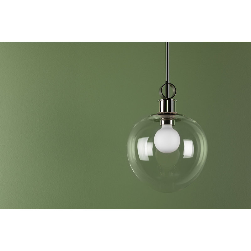 Luminaire suspendu 1 lumière, Nickel poli, H 14 po x l 10 po x P 10 po