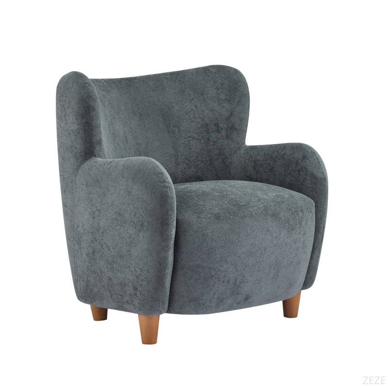 Fauteuil d'appoint incurvé rembourré à oreilles, Gris matinal