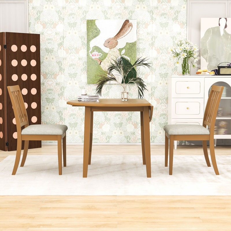 Ensemble de table de salle à manger avec 2 chaises rembourrées, Light Brown