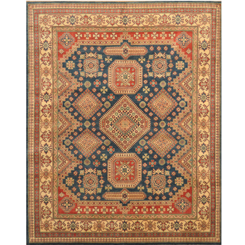 Tapis unique en laine noué à la main brun / ivoire / rouge de 8 pi 2 po x 10 pi 1 po Jevon