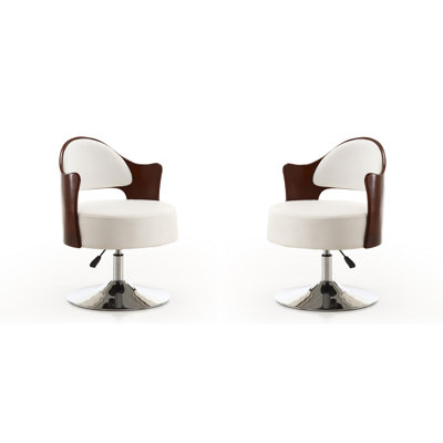 Bopper Modern Vegan Leather Upholstered Metal Swivel Accent Chair in White