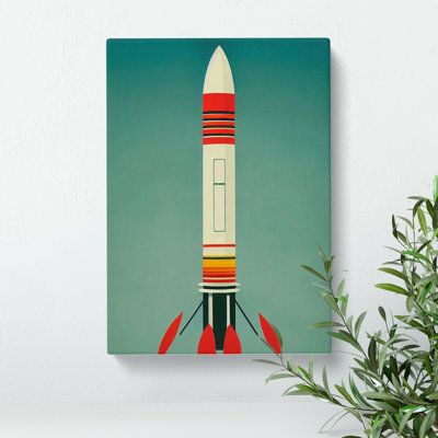 Retro Spaceship Rocket No.1 - Wrapped Canvas