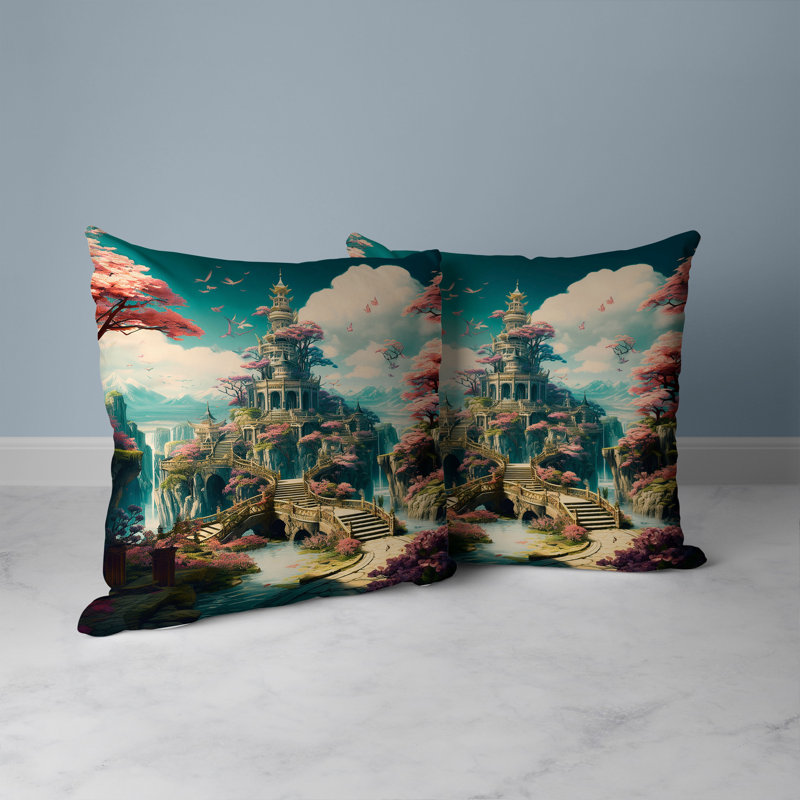 Coussin Wonderland Whispers, H 20 po x l 20 po, Vert / rose