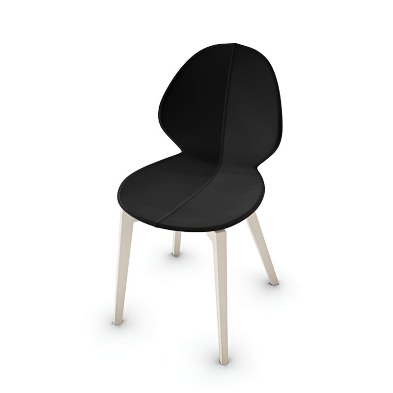 Chaise rembourrée Basil avec base en bois, Taupe, Hêtre blanchi