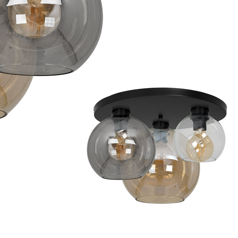 Maher Flush Mount,  Amber/Smoked/Transparent
