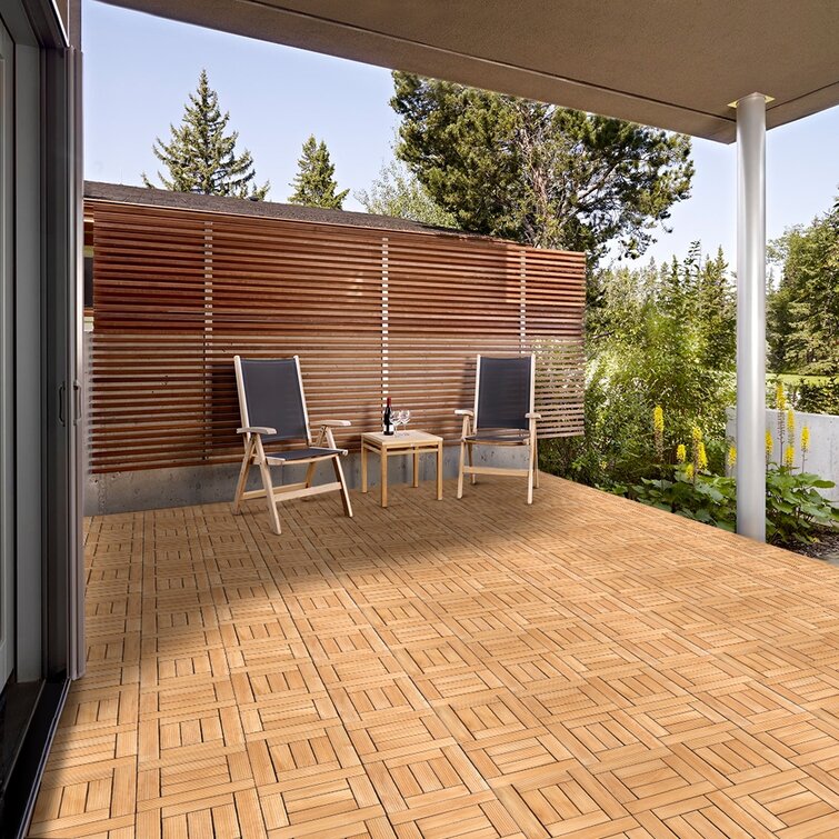 12 x 12 Wood Interlocking Deck Tile in Brown Yaheetech