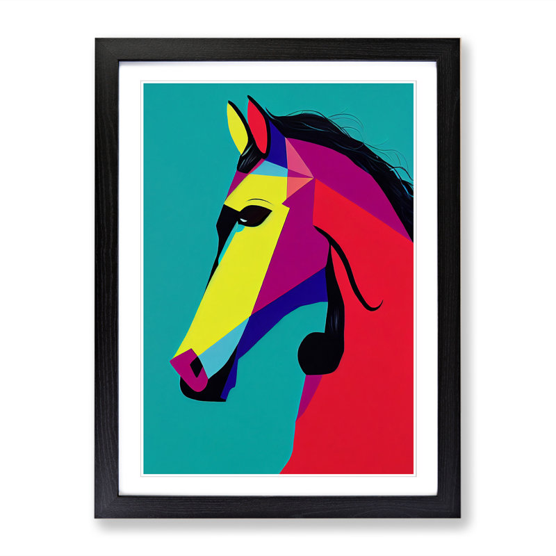 Lieneke Horse Painting Pop Art - Picture Frame Print, Black, 34cm H x 25cm W