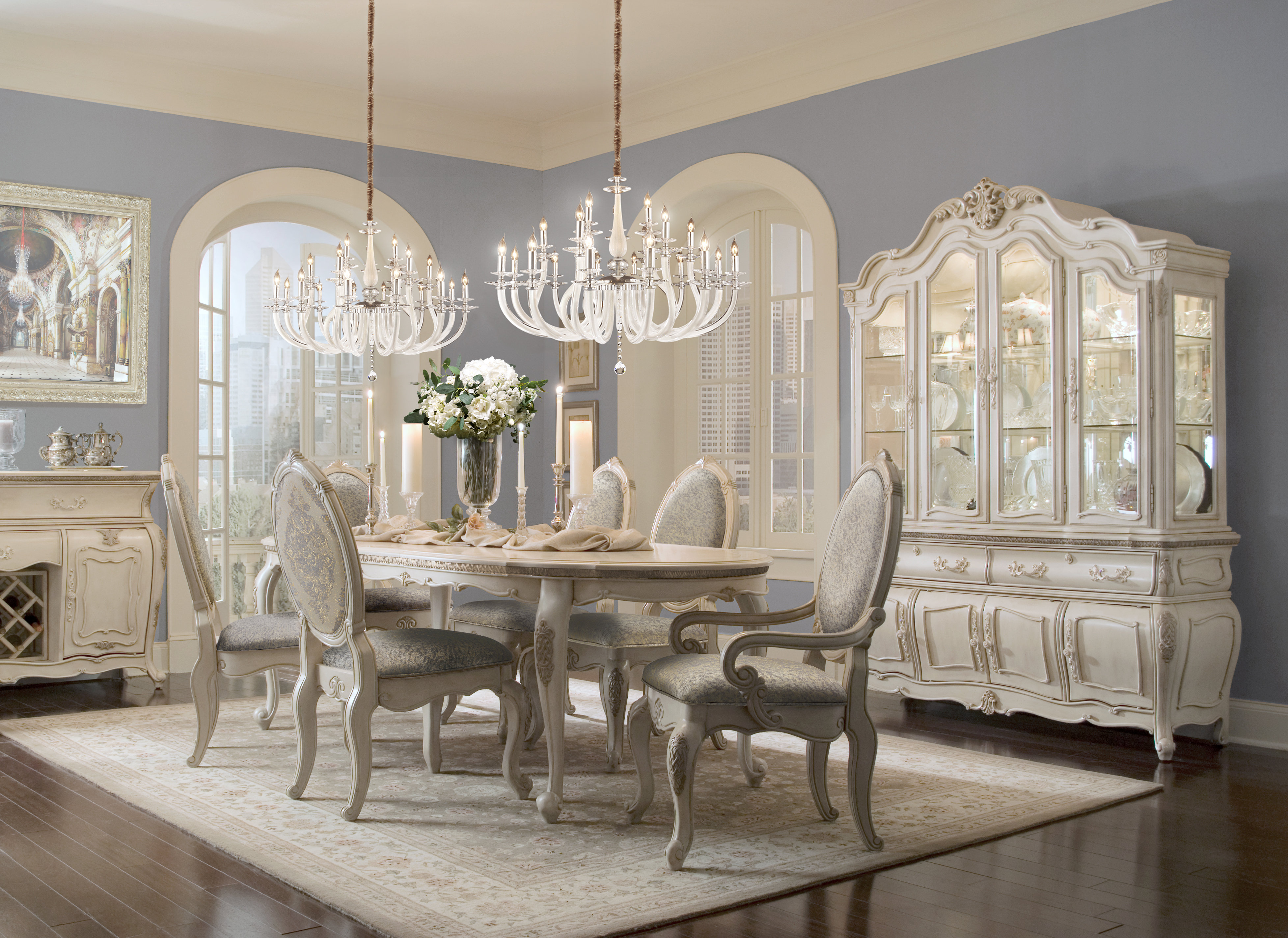 Michael Amini Lavelle Classic Pearl Extendable Dining Set