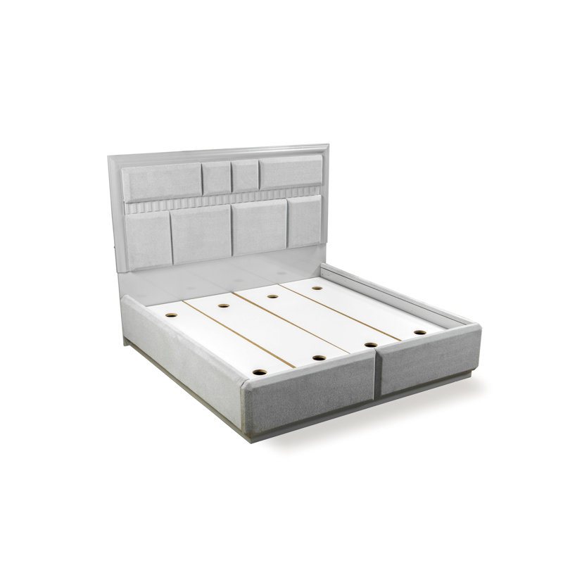 Crispina Upholstered Panel Bed, Queen, Gray