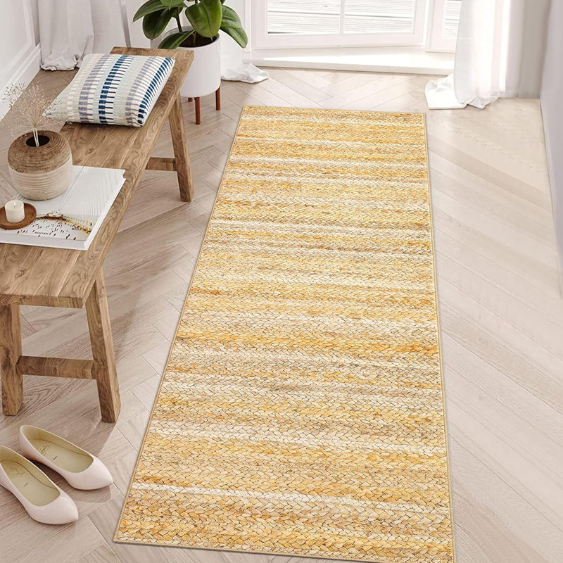 Tapis moderne neutre lavable pour le salon de la chambre à coucher, Tanné, Runner 2' x 6'