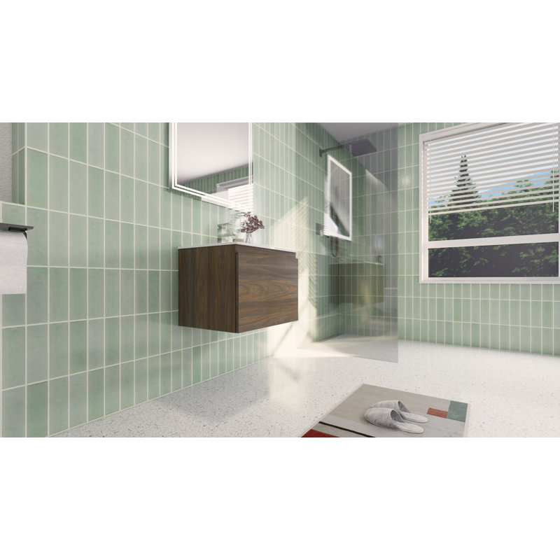 Ensemble de meuble-lavabo simple mural 24 po Tykia, Palissandre