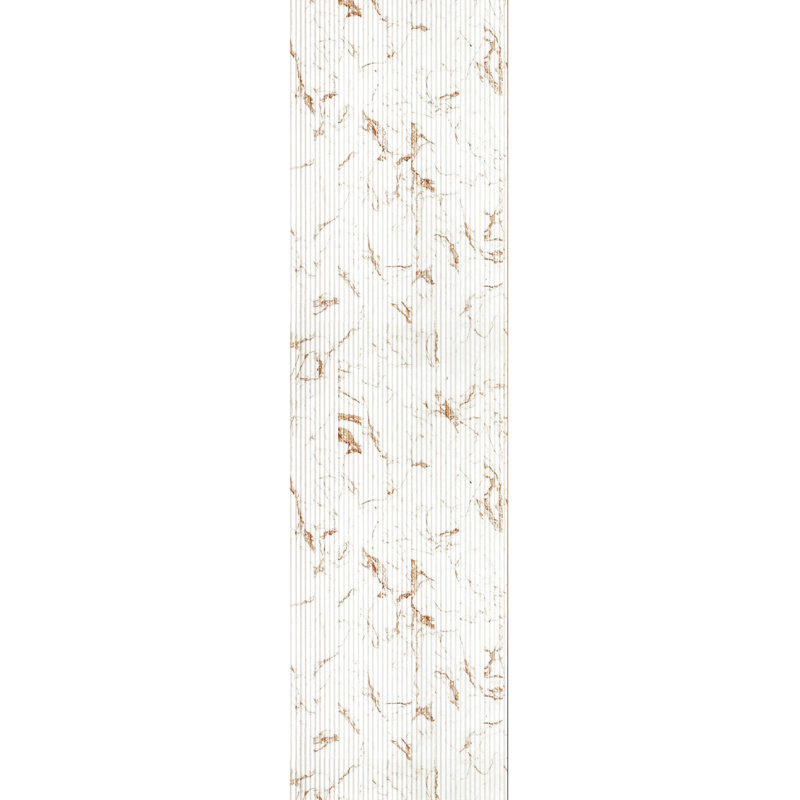 Mini-lattes arrondies en lattes de bois recouvertes de polystyrène de L 112 po x l 12 po x P 0,25 po, Marbre Calacatta