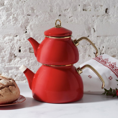 Karaca Retro Enamel Induction Teapot Set