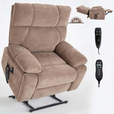 Heat Massage Dual Motor Infinite Position Up Large Electric Power Lift Recliners with Hidden Cup Holders, Medium-firm and Heavy Duty