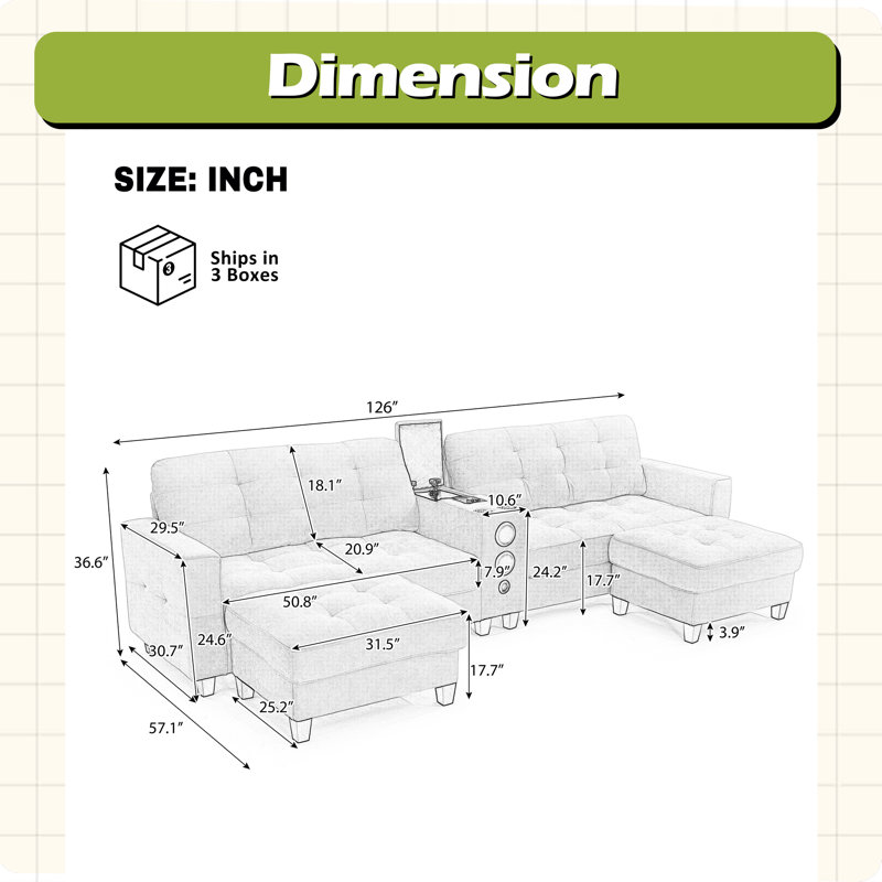 Canapé modulaire Modern, Vert