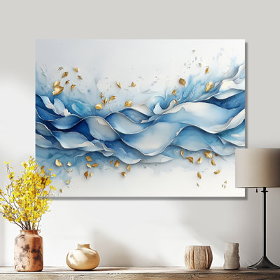 Blue Gold Ferns Gentle Breeze - Ferns Wall Art