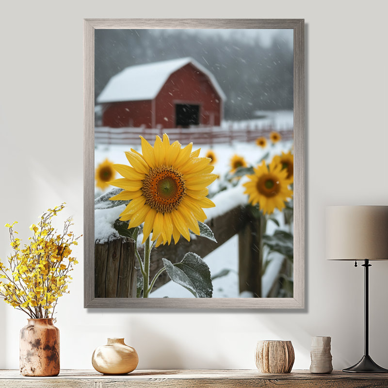 Girton - Floral Wall Art, Argent argent, H 32 po x l 24 po, Reproduction encadrée d'une seule photo