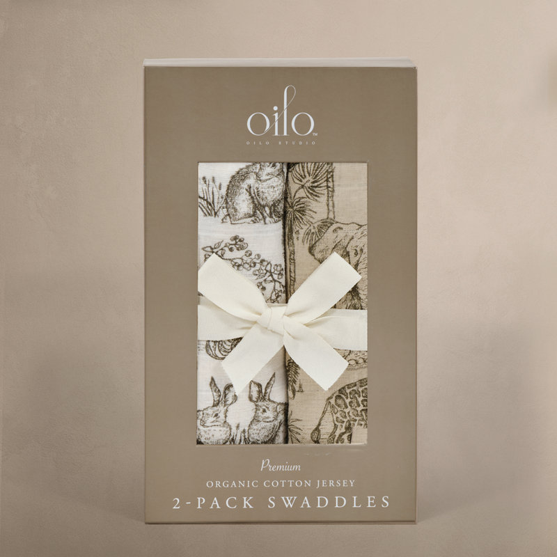 Oilo Studio - Premium Cotton Jersey Swaddle Blankets, Safari & Woodland