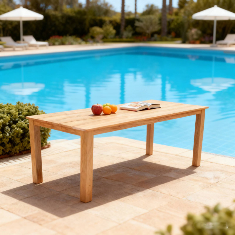 Wood-Textured Dining Table, Patio Table, Teak