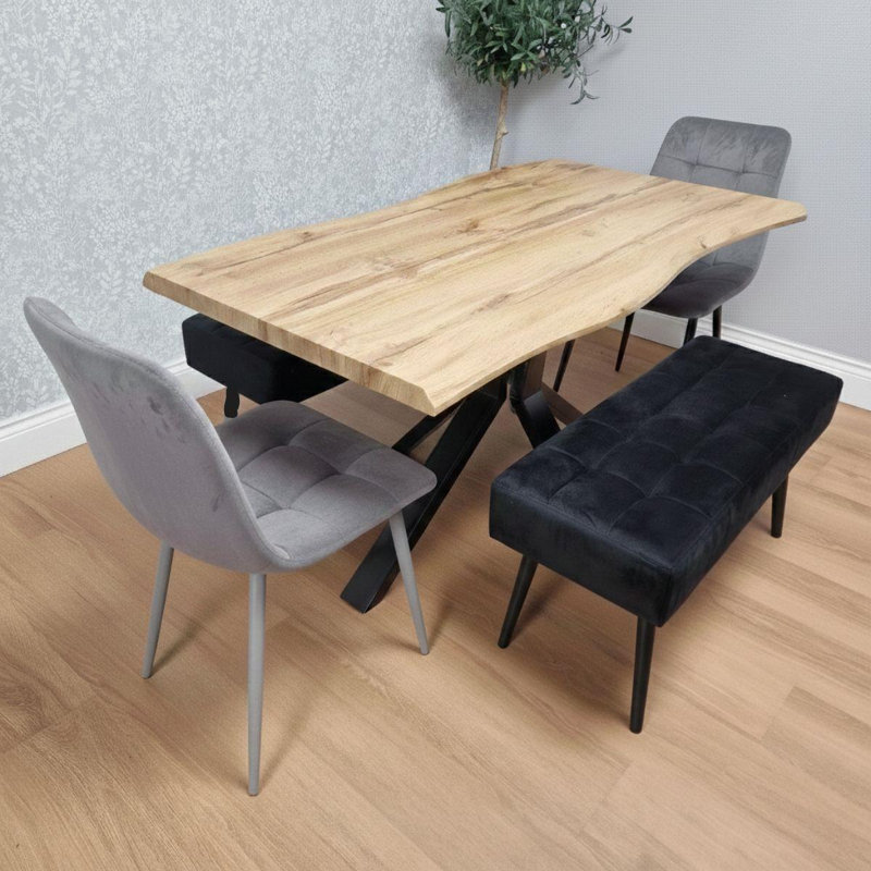 6 -Person Dining Set, 75"H x 117"L x 80"W, Grey