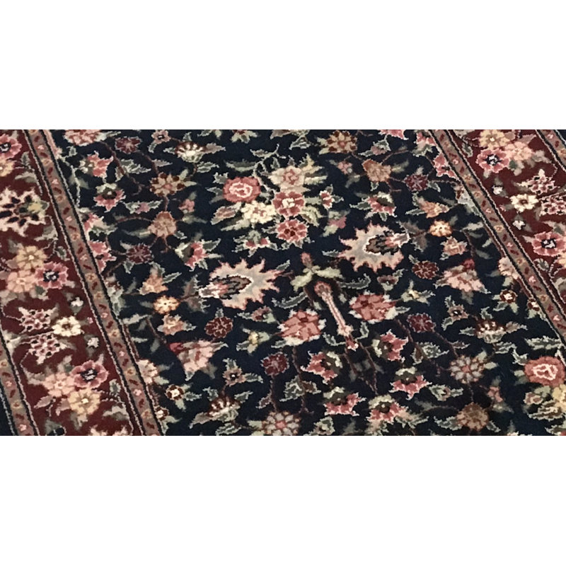Hand-Knotted High-Quality Navy and Wine Runner