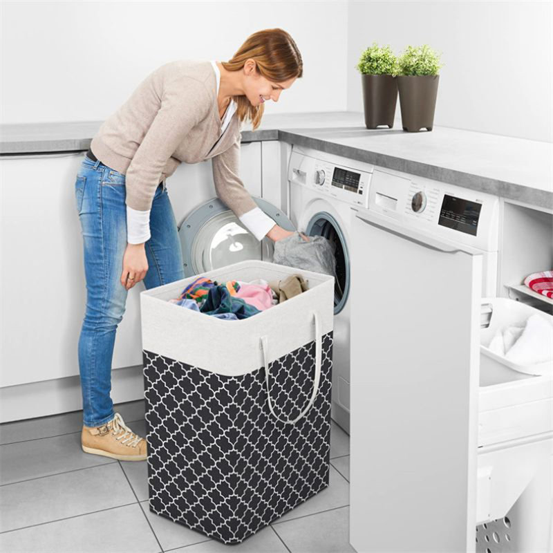Baby Toy Items Storage Basket Home Bathroom Collapsible Laundry Basket Dirty Clothes Storage Bucket, Black