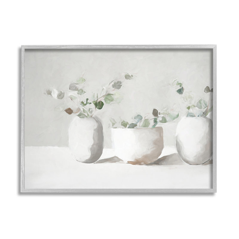 Bb-319-Eucalyptus blanc subtil encadré sur bois par Ramona Murdock, peinture, H 24 po x l 30 po x P 1,5 po